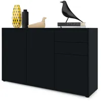 Vladon Kommode, Schwarz, Holzwerkstoff, 117x74x36 cm, Wohnzimmer, Kommoden &