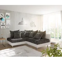 DeLife Ecksofa Clovis Weiss Schwarz Ottomane Links Modulsofa -