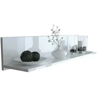Vladon Wandregal, Weiß Hochglanz, Holzwerkstoff, 97.5x18.5x18.5 cm, Wohnzimmer, Regale,