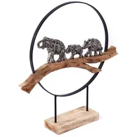 Creedwood Große Elefanten SKULPTUR | Alu, Mangoholz, 55cm |