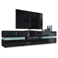 Vladon Lowboard, Schwarz Hochglanz, Holzwerkstoff, 177x45x39 cm, Wohnzimmer, Wohnwände,
