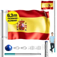 Monzana MONZANA® Aluminium Teleskop 630cm Bodenhülse 60cm inkl. Flagge