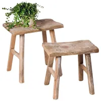 Dekoleidenschaft 2 Holz-Hocker Rustikal im Antik Stil, Blumenständer, Blumenhocker,