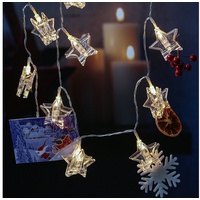 MARELIDA LED Clip Lichterkette STERN - 10 Sternklammern -