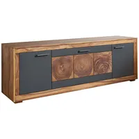 Massivmoebel24 Massivholz TV-Board modern schwarz Holz natur massiv Lowboard