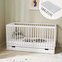 Kids Collective Babybett Kinderbett Gitterbett höhenverstellbar & herausnehmbare Sprossen