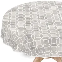 ANRO Tischdecke abwaschbar Wachstuch Wachstuchtischdecke Rund 140cm mit Saum