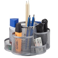 Relaxdays Schreibtisch-Organizer silber Metall 7 Fächer 17,5 x 16,5