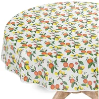 ANRO Tischdecke abwaschbar Wachstuch Wachstuchtischdecke Rund 120cm mit Saum