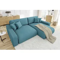 S-style möbel Ecksofa Türkis, Birke, 4-Sitzer, Füllung: Silikon,Komfortschaum, L-Form,L-Form,