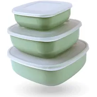Bestgoodies Vorratsdosen 9er Set, Eckig Grün 3 x 3er