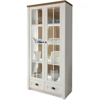 Furn.design Vitrine, Weiß, Eiche, Metall, Nachbildung,Pinie, 3 Fächer, 2