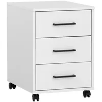 Proregal Rollcontainer Weiß Holz, 40x57x50 cm, Arbeitszimmer, Container