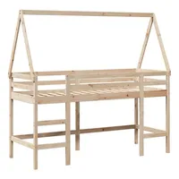 VidaXL Hochbett mit Leiter und Dach 90x200 cm Massivholz