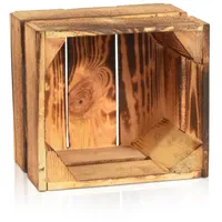 CHICCIE Geflammte Obstkiste - 22x20x15cm Holzkiste Weinkiste Apfelkiste Dekokiste