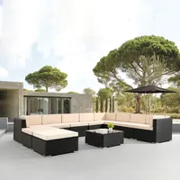 Arebos Polyrattan Gartenmöbel Lounge 10 Pers. | Schwarz, inkl.