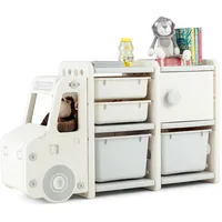 Costway Spielzeugregal, 2 Ebenen Kinderregal mit Schrank und Aufbewahrungsboxen,