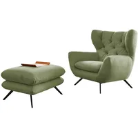 KAWOLA Sessel CHARME Hochlehnsessel Cord olivgrün