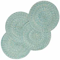 Homescapes Tischset, grün Textil, Uni, rund geflochten, Platzmatten outdoor/indoor