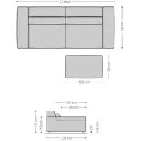 DeLife Big-Sofa Sirpio XL 270x130 cm Mikrofaser Grau mit