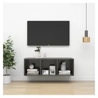 Furnicato TV-Wandschrank Hochglanz-Grau 37x37x107 cm Holzwerkstoff