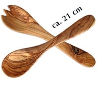 Olivenholz aus tunesien Salatbesteck klein aus Olivenholz 21 cm)