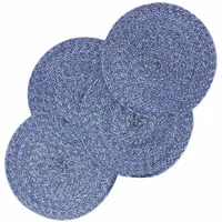 Homescapes Tischset, Blau, Textil, Uni, Rund, 40x40 cm, Oeko-Tex®,