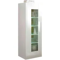 Furn.design Vitrine, Weiß Hochglanz, Eiche, Holzwerkstoff, Nachbildung,Eiche, 4 Fächer,