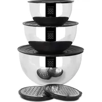 Serenk Schüssel Set mit Deckel, 9-Teilig Edelstahl Salatschüsseln, Luftdicht,