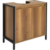 SoBuy Waschbeckenunterschrank mit 2 Türen Dunkelbraun 30x59,99x59,99cm Funktional