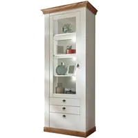 Furn.design Vitrine, weiß Eiche Wotan, Landhaus Vitrinenschrank 82 x
