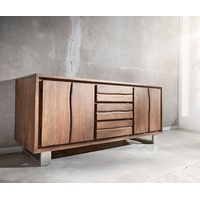 DeLife Sideboard Live-Edge 172 cm Akazie Braun 3 Schübe