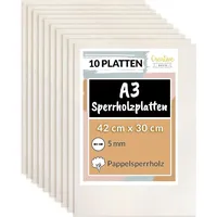 Creative Deco Sperrholzplatte Pappelsperrholz 10 Stück 30 cm x