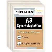 Creative Deco Sperrholzplatte Pappelsperrholz 10 Stück 30 cm x