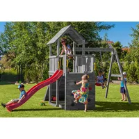 Fungoo Spielturm CAROL3 Klettergerüst mit Schaukel u. Rutsche in