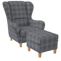 Supellex Ohrensessel mit Hocker | Design Oxford Grau