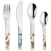 Puresigns Kinderbesteck Natura - 4-teilig, Fantasievolles Design mit Wildtier-Motiven,