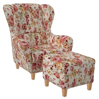 Supellex Ohrensessel Sofia mit Hocker Polyester 70 x 100