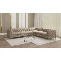 S-style möbel Chesterfield Ecksofa Willow mit Metall Füßen Creme