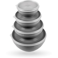 Bestgoodies Vorratsdosen 12er Set Rund Grau 3 x 4er