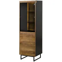 Massivmoebel24 - Vitrine Mango / Altholz 56x47x180 schwarz /