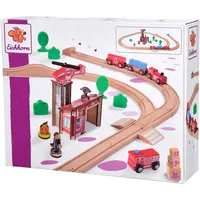 Simba Eichhorn 100006205 - Holz-Schienenbahn, Feuerwehrset, 33-teilig