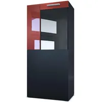Vladon Vitrine, Bordeaux, Holzwerkstoff, 50.5x111x32.5 cm, Wohnzimmer, Wohnwände, Vitrinenschränke