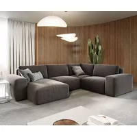 DeLife Wohnlandschaft Lanzo L 330x230 cm Mikrofaser Khakibraun Recamiere