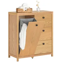 SoBuy Wäscheschrank mit ausklappbarem Wäschetruhe MDF Natur BZR97-N