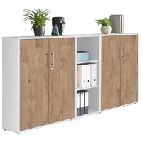 BMG Möbel Aktenschrank Office Edition Sw Set 8 Weiß/Eichefarben