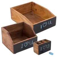 DESIGN DELIGHTS Schreibtisch Organizer Set Office 3-teilig, Mahagoni-Holz l