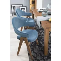 JV moebel Esszimmer Set 6x Stuh Stoff Blau