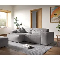 DeLife Ecksofa Sirpio XL 270x170 cm Cord Silbergrau Recamiere