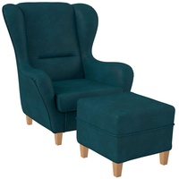 Supellex Sofia Ohrensessel mit Hocker | Design Kunstleder Milano